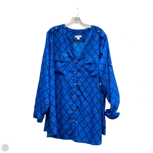 Top Long Sleeve By Charter Club In Blue, Size: 3x