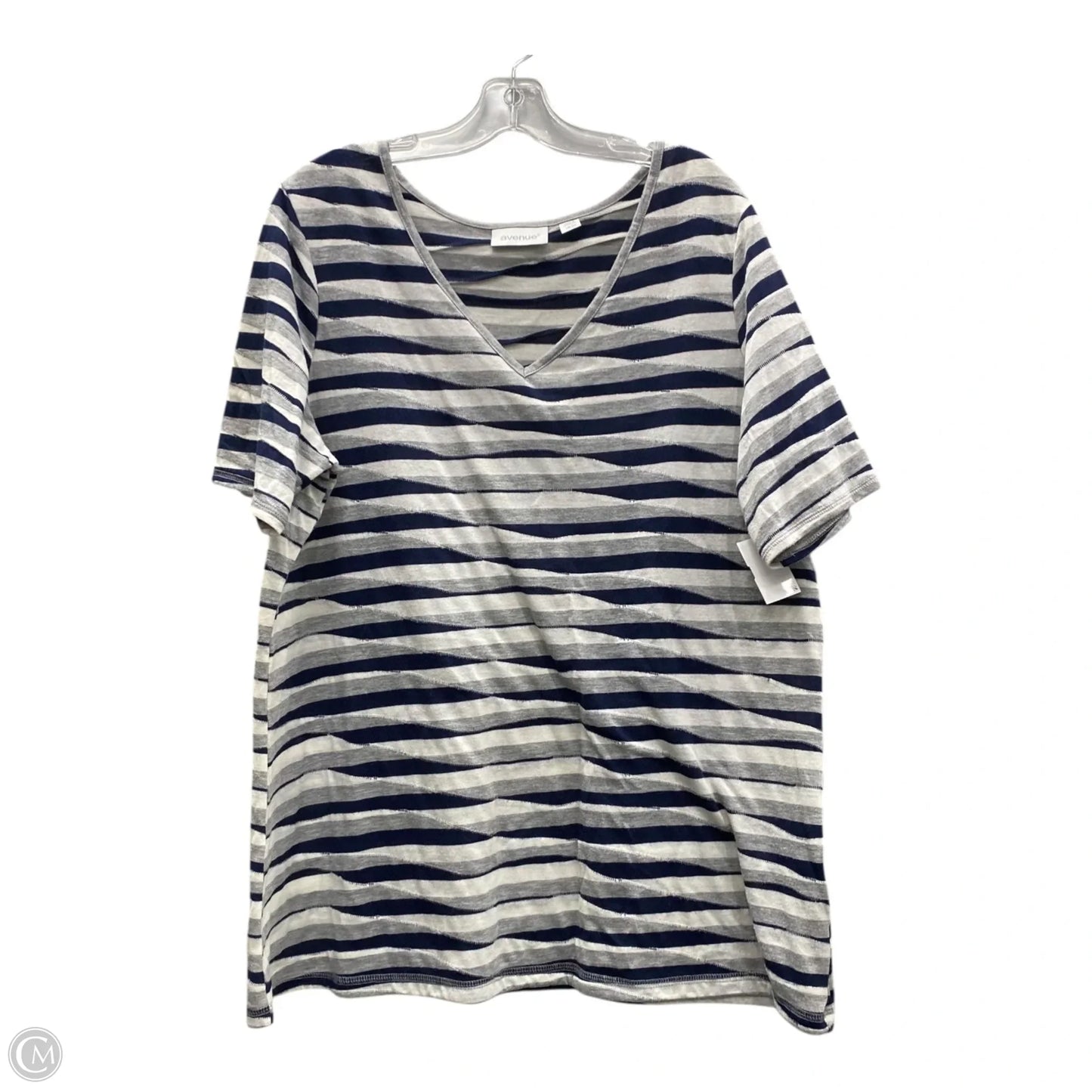 Top Short Sleeve By Avenue In Blue & Grey, Size: 1x