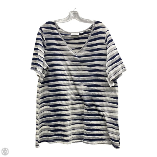 Top Short Sleeve By Avenue In Blue & Grey, Size: 1x