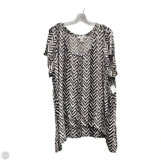 Top Short Sleeve By Kenar In Black & White, Size: 3x