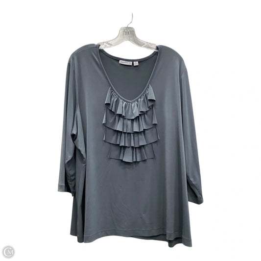 Top Short Sleeve By Susan Graver In Grey, Size: 2x