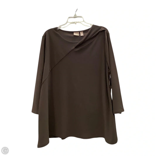 Top 3/4 Sleeve By Chicos In Brown, Size: Xl