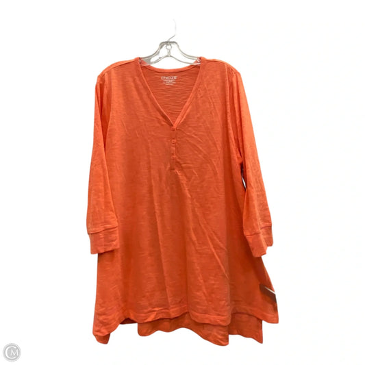 Top 3/4 Sleeve By Chicos In Orange, Size: Xl