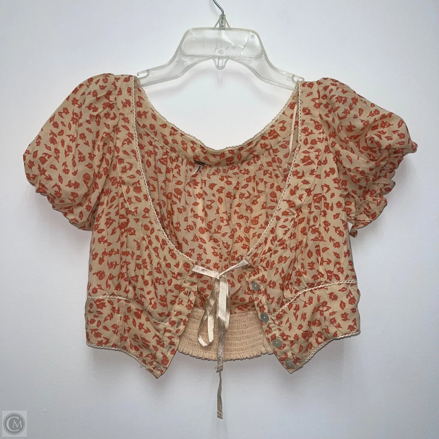Top Short Sleeve By Free People In Red & Yellow, Size: S