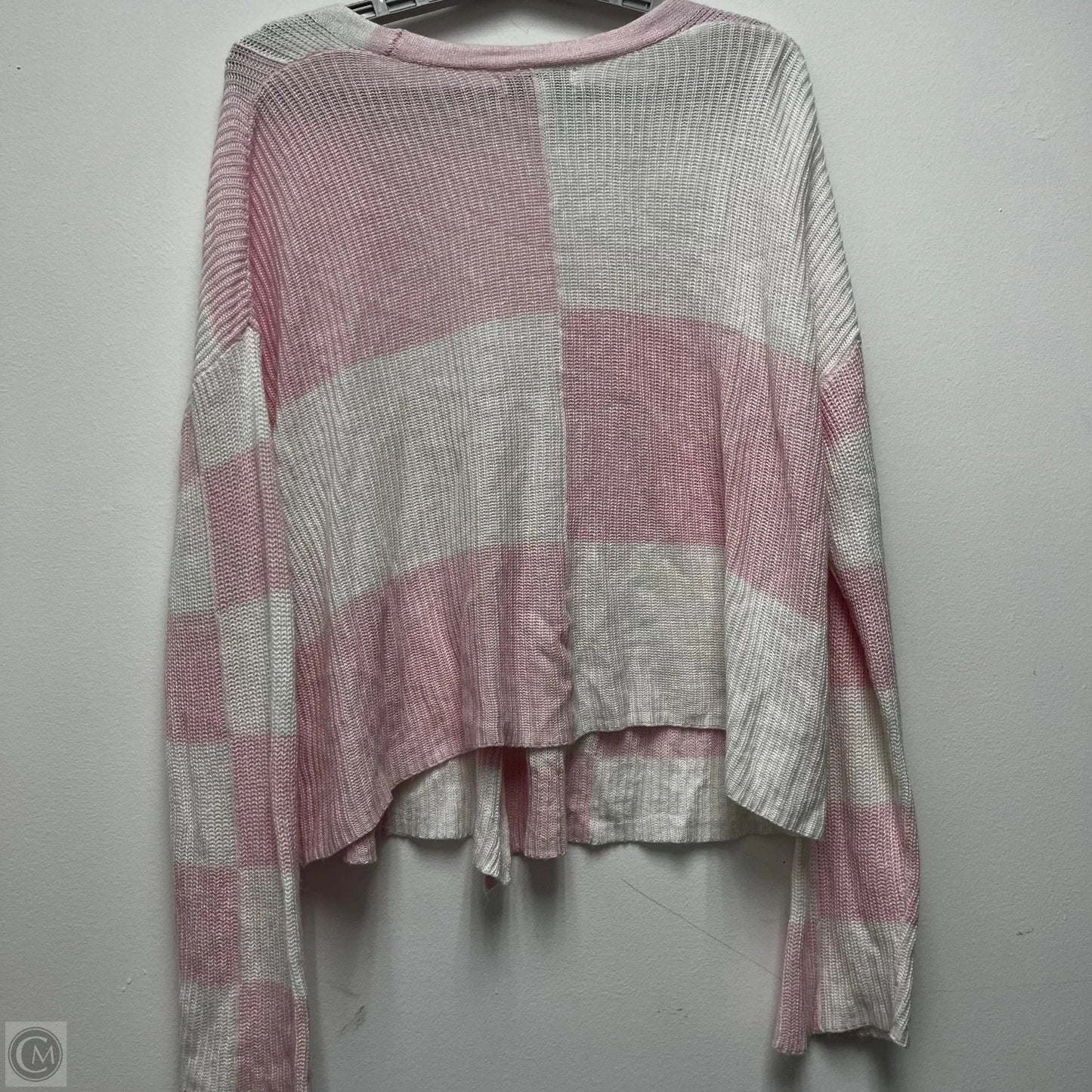 Cardigan By Francesca's In Pink & White, Size: L