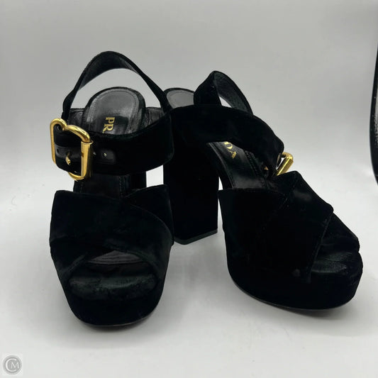 Sandals Luxury Designer By Prada In Black, Size: 6