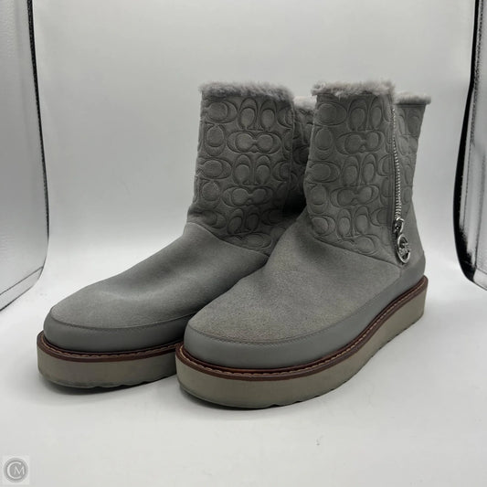 Boots Designer By Coach In Grey, Size: 8