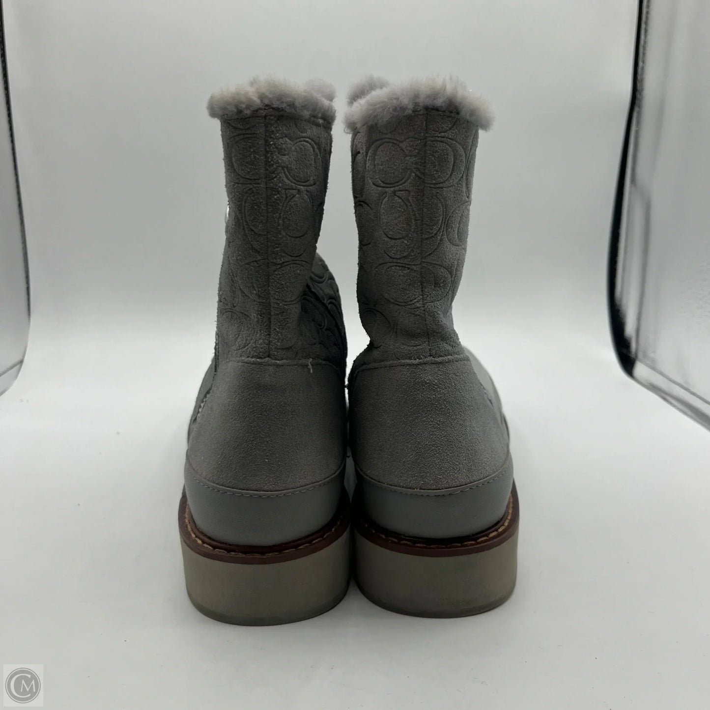Boots Designer By Coach In Grey, Size: 8