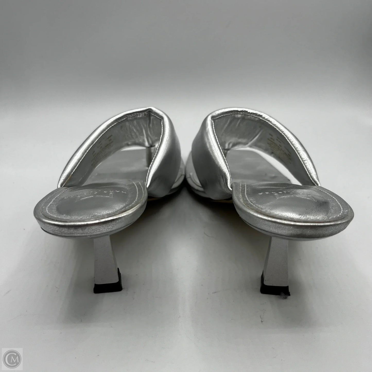 Sandals Heels Kitten By Marc Fisher In Silver, Size: 8.5