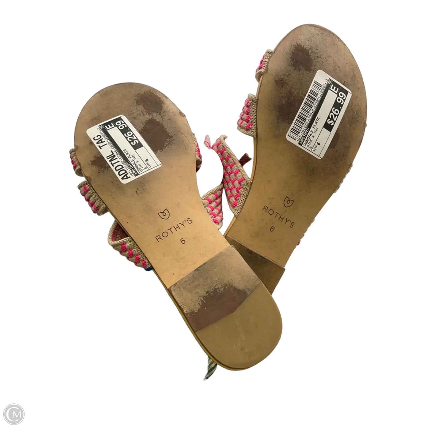 Sandals Flats By Rothys In Pink & Tan, Size: 6