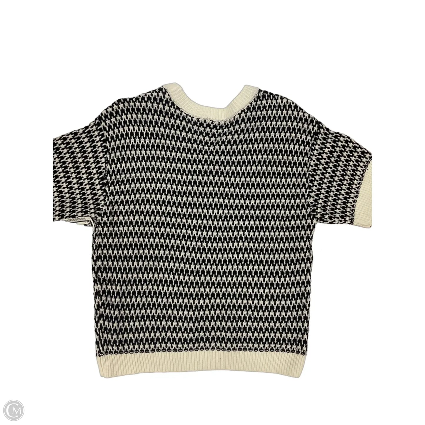 Sweater Short Sleeve By Stylus In Black & White, Size: M