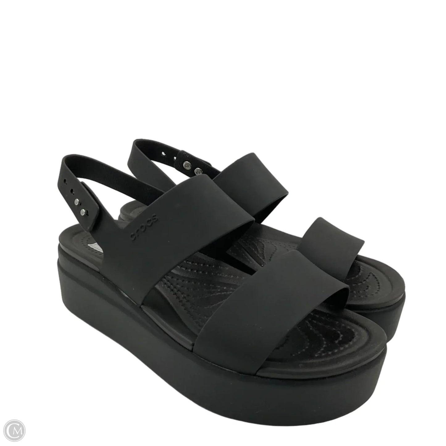 Sandals Heels Platform By Crocs In Black, Size: 7