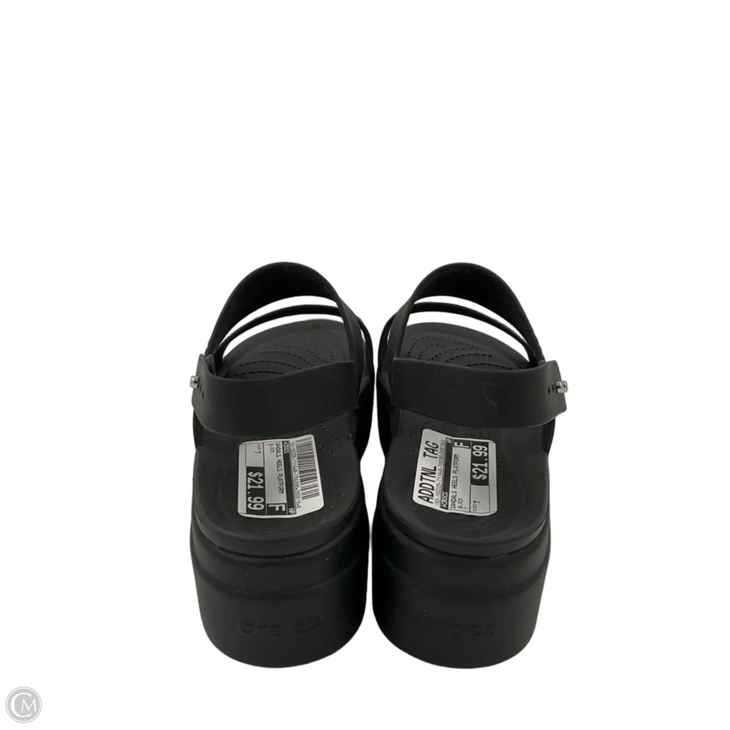 Sandals Heels Platform By Crocs In Black, Size: 7