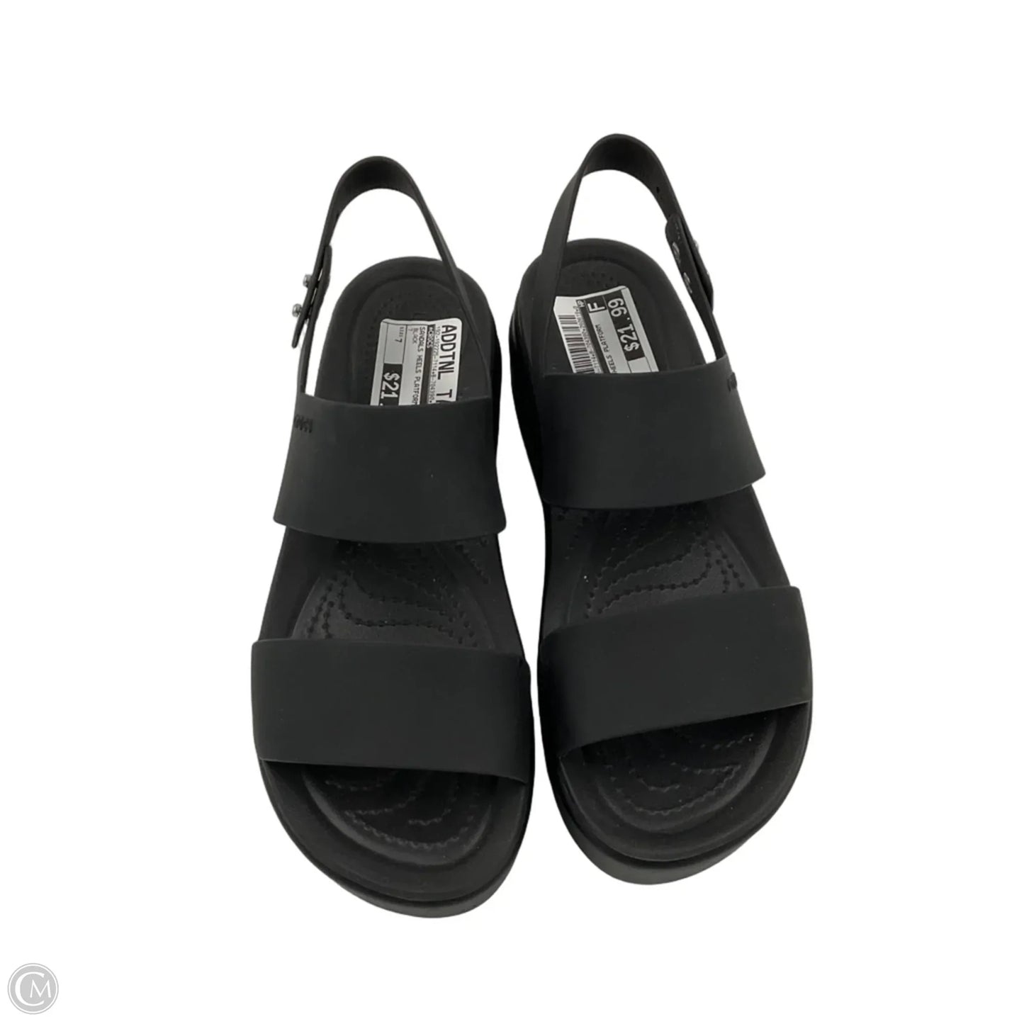 Sandals Heels Platform By Crocs In Black, Size: 7