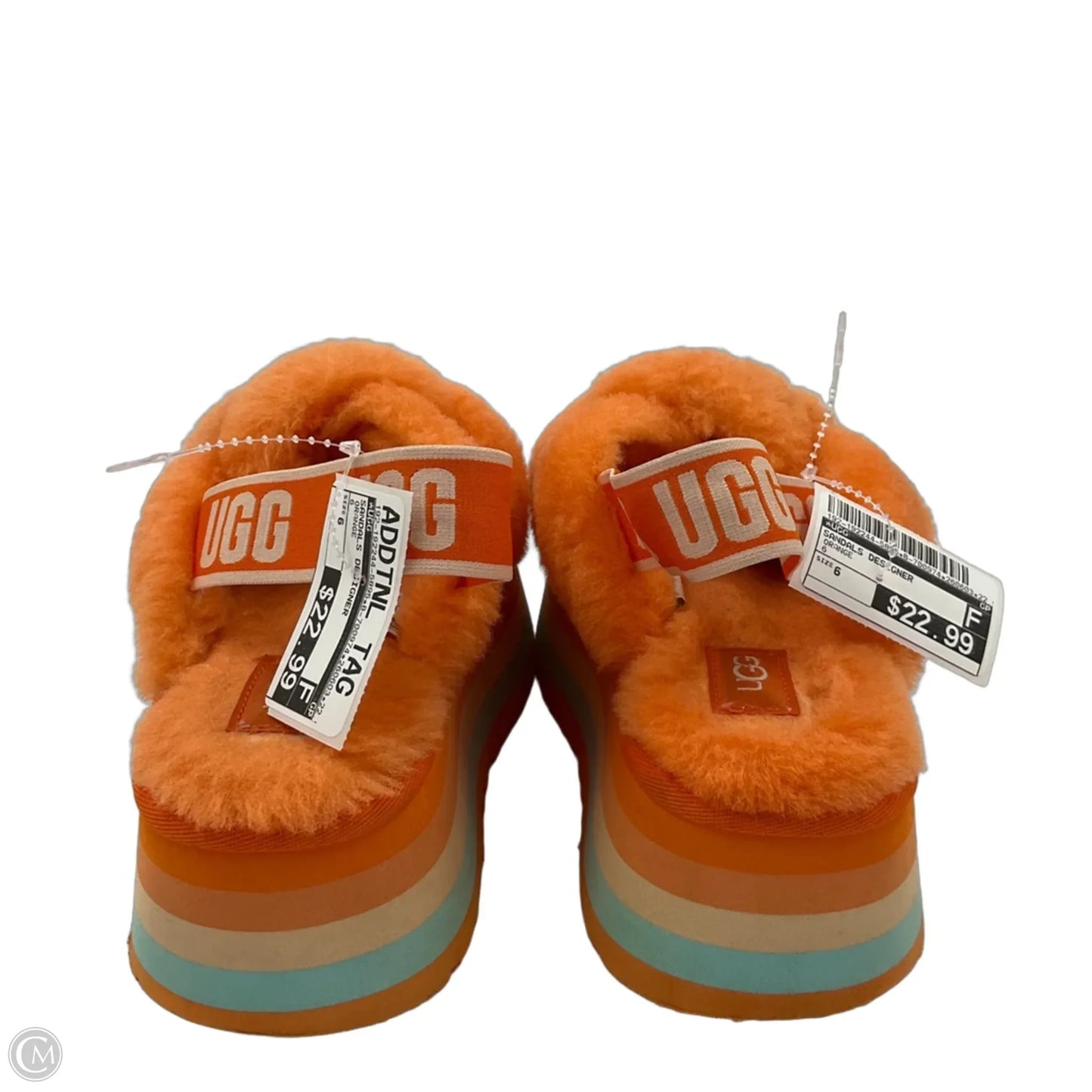 Sandals Designer By Ugg In Orange, Size: 6