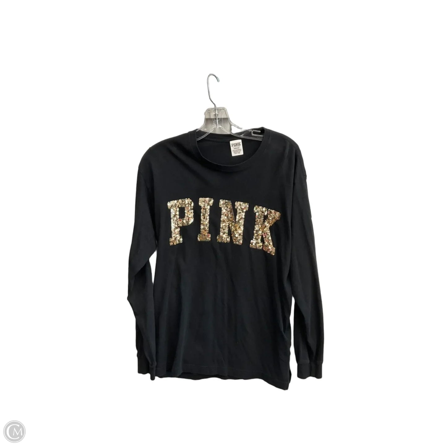 Top Long Sleeve By Pink In Black, Size: L