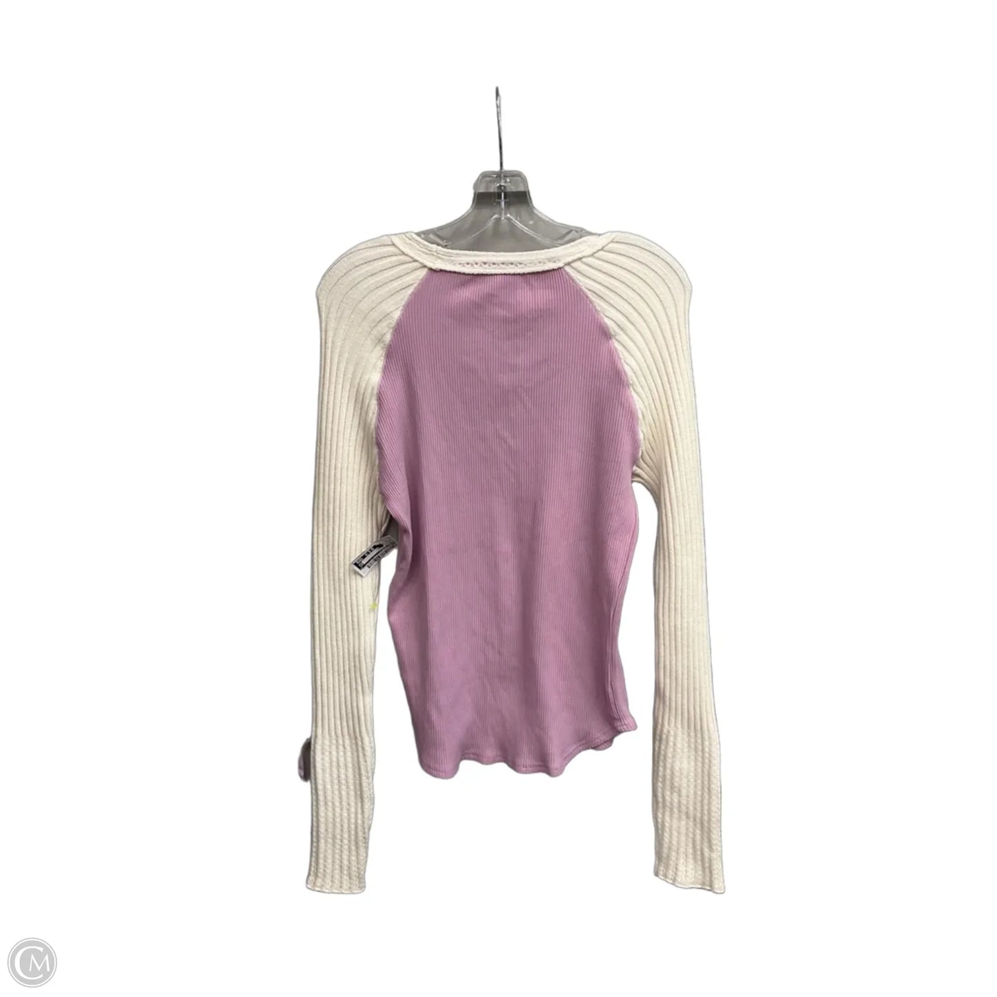 Top Long Sleeve By Free People In Cream & Purple, Size: L