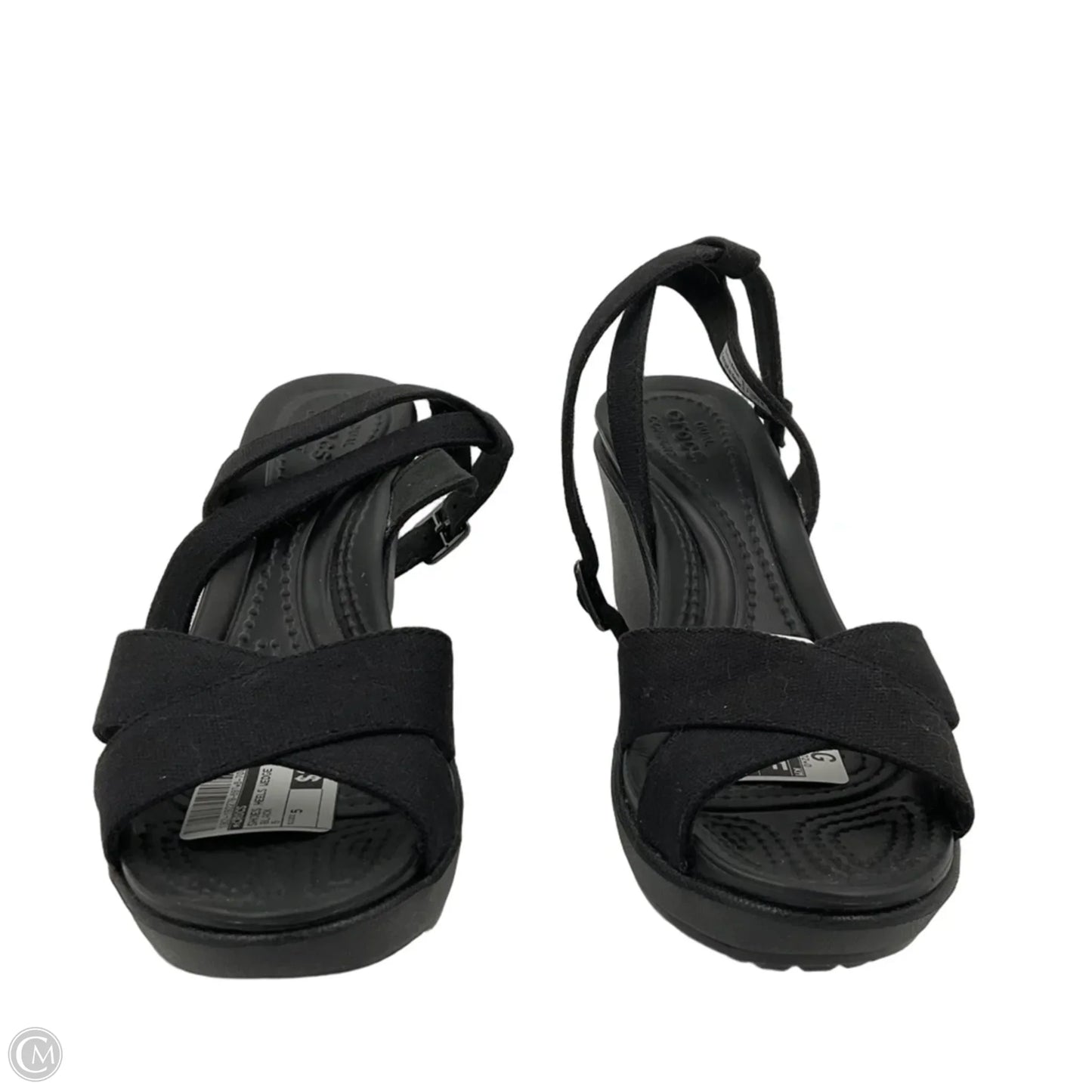 Shoes Heels Wedge By Crocs In Black, Size: 5