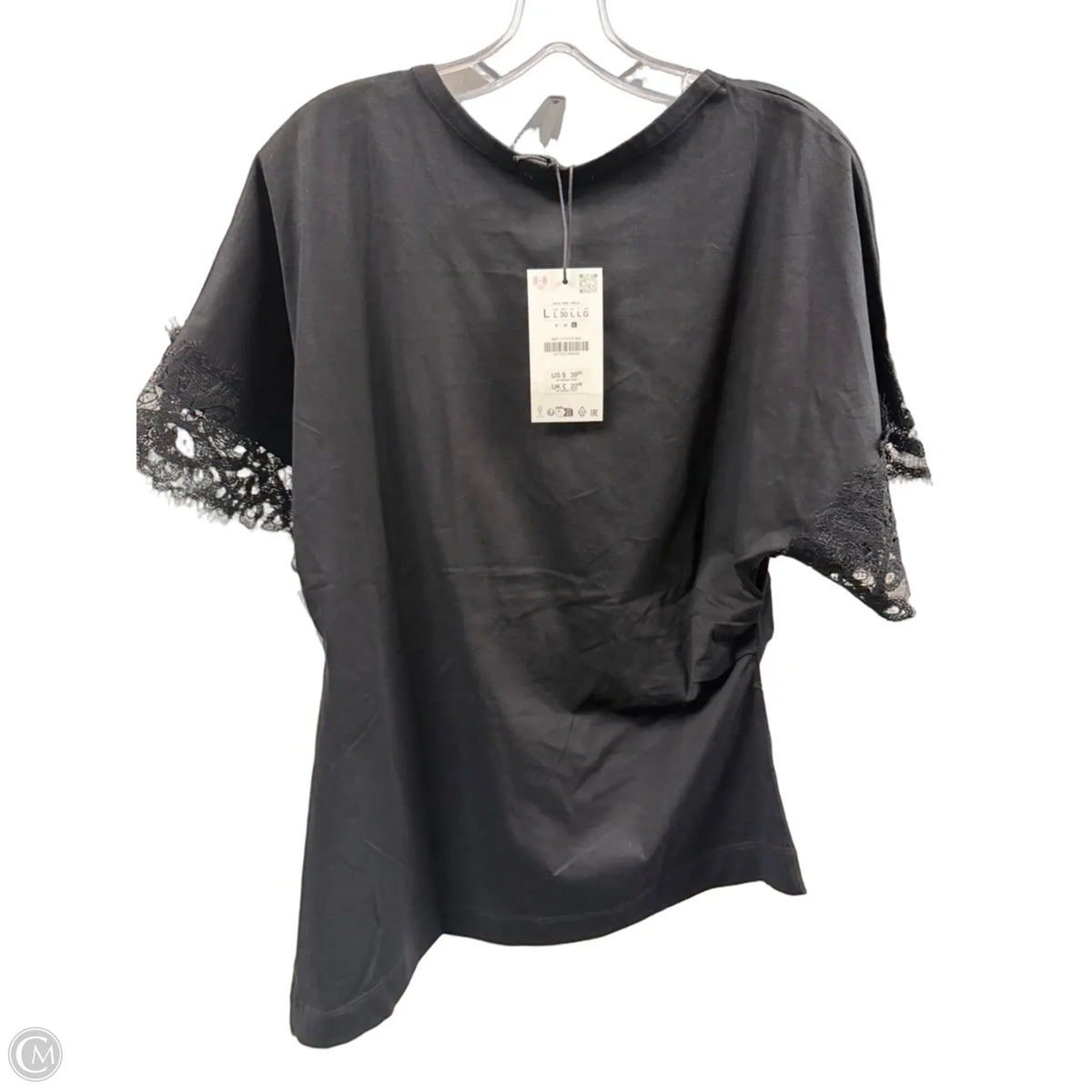 Top Short Sleeve Basic By Zara In Black, Size: L