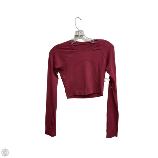 Athletic Top Long Sleeve Collar By Lululemon In Maroon, Size: Xs