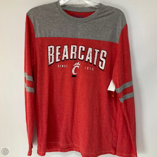 Athletic Top Long Sleeve Crewneck By Champion In Red, Size: L