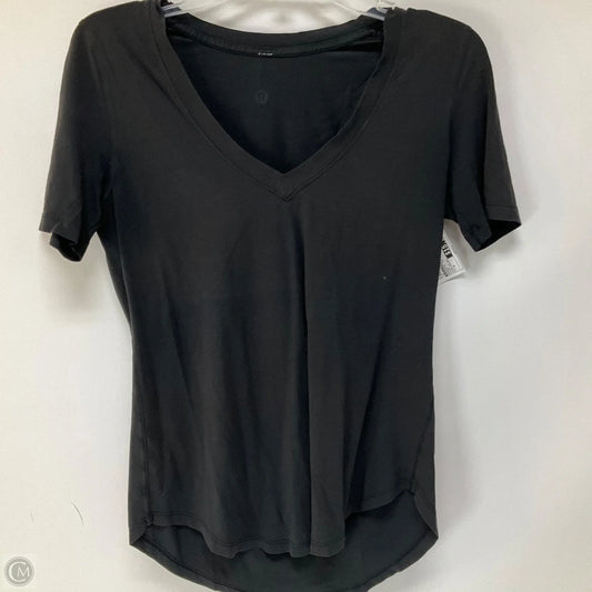 Athletic Top Short Sleeve By Lululemon In Black, Size: 8