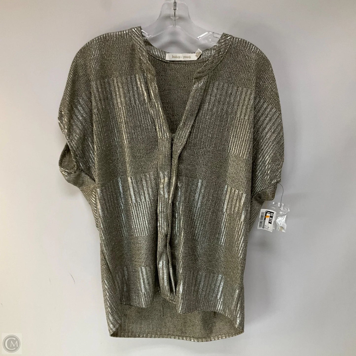 Top Short Sleeve By Anthropologie In Silver, Size: M