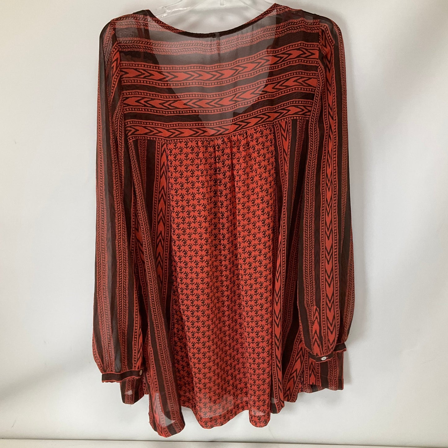 Tunic Long Sleeve By Free People In Brown & Pink, Size: S