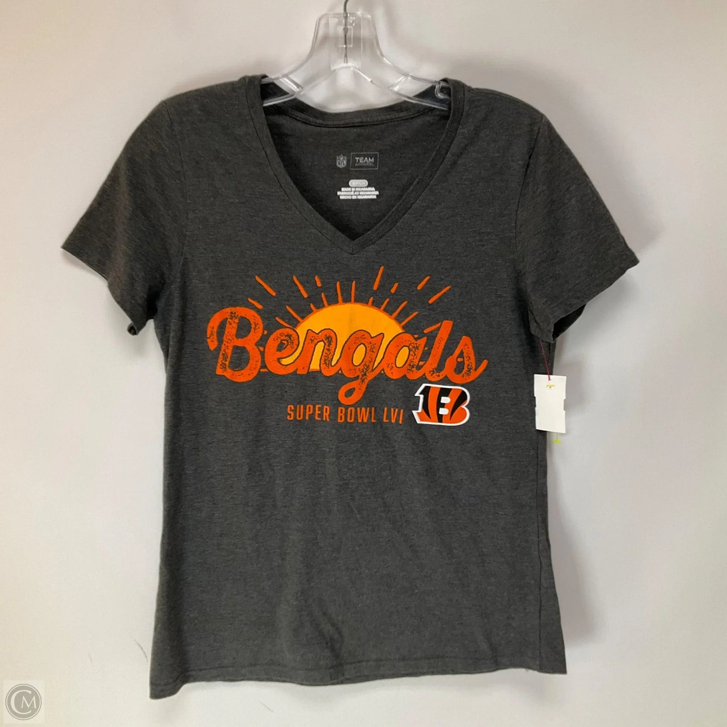 Athletic Top Short Sleeve By Nfl In Grey, Size: S