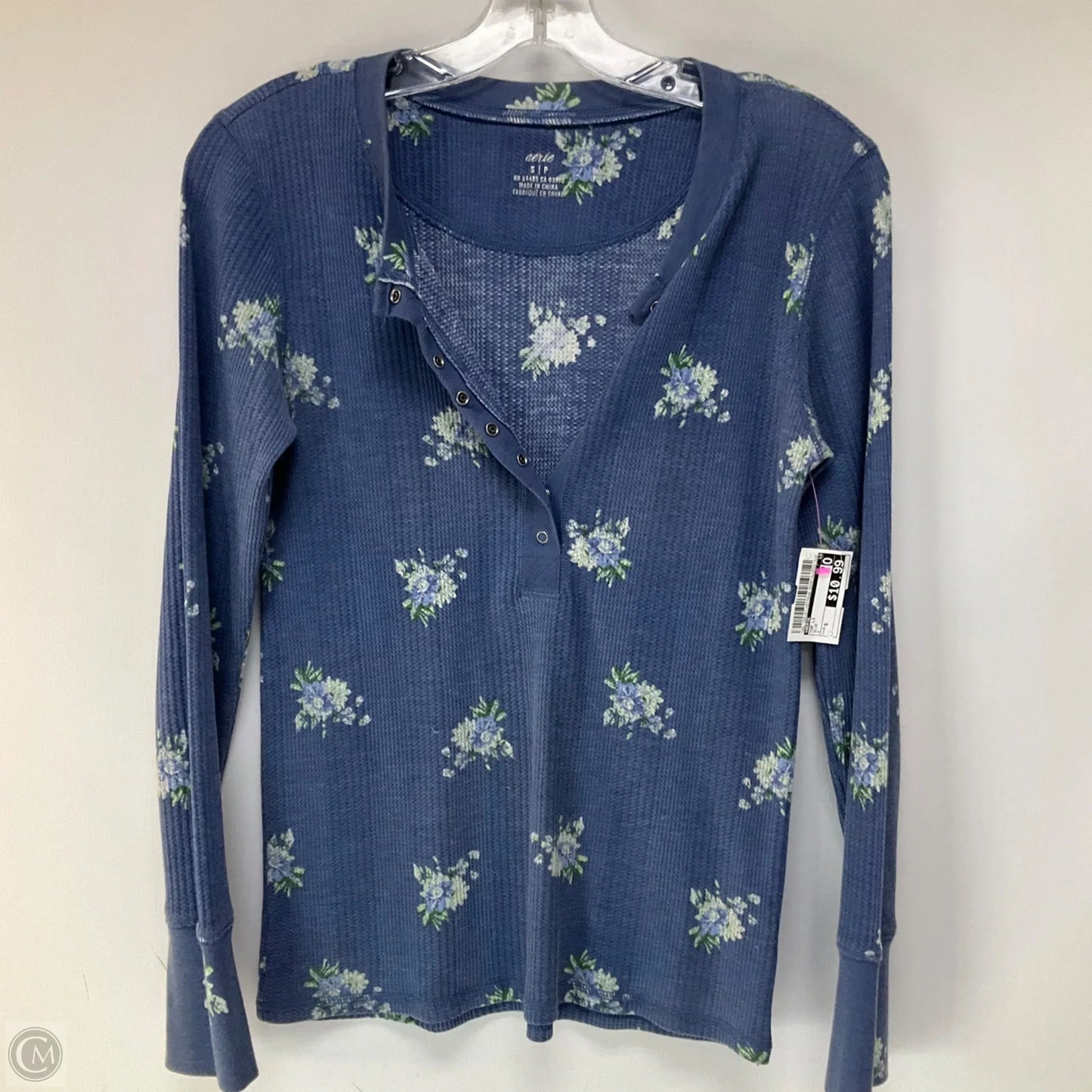 Top Long Sleeve By Aerie In Blue, Size: S