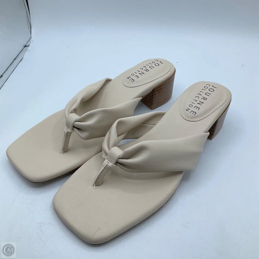 Sandals Heels Block By Journee In Cream, Size: 8