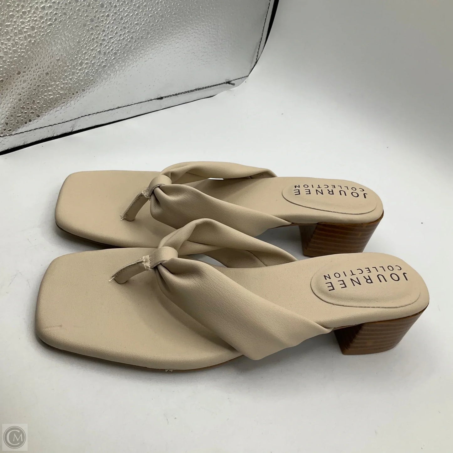 Sandals Heels Block By Journee In Cream, Size: 8