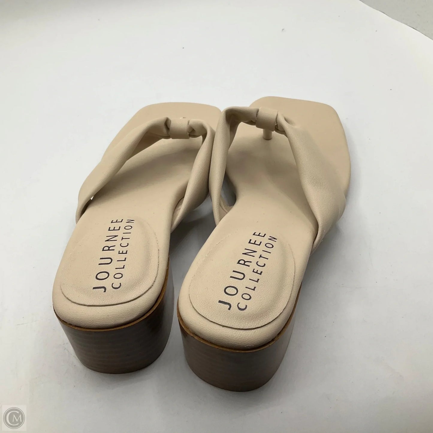 Sandals Heels Block By Journee In Cream, Size: 8