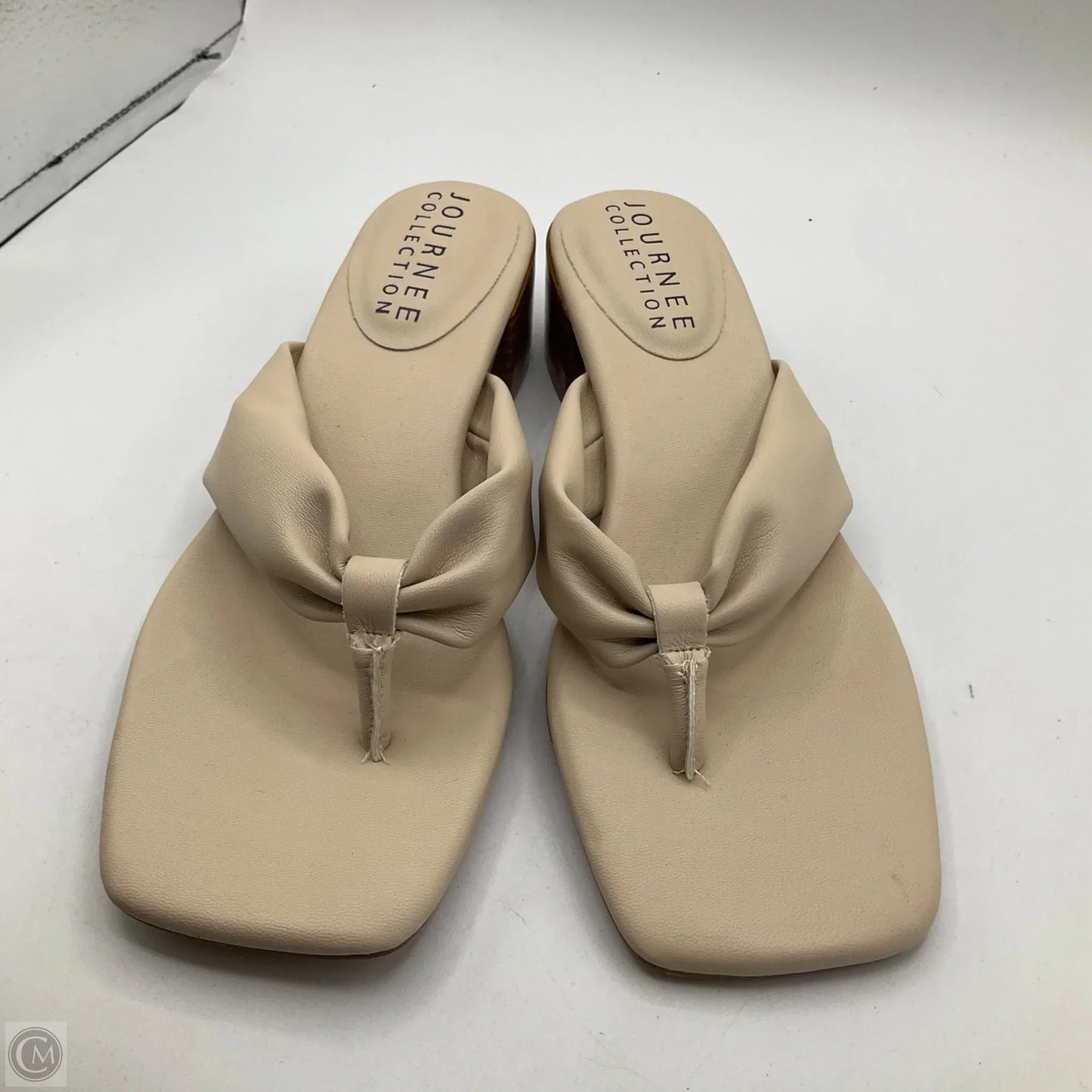 Sandals Heels Block By Journee In Cream, Size: 8