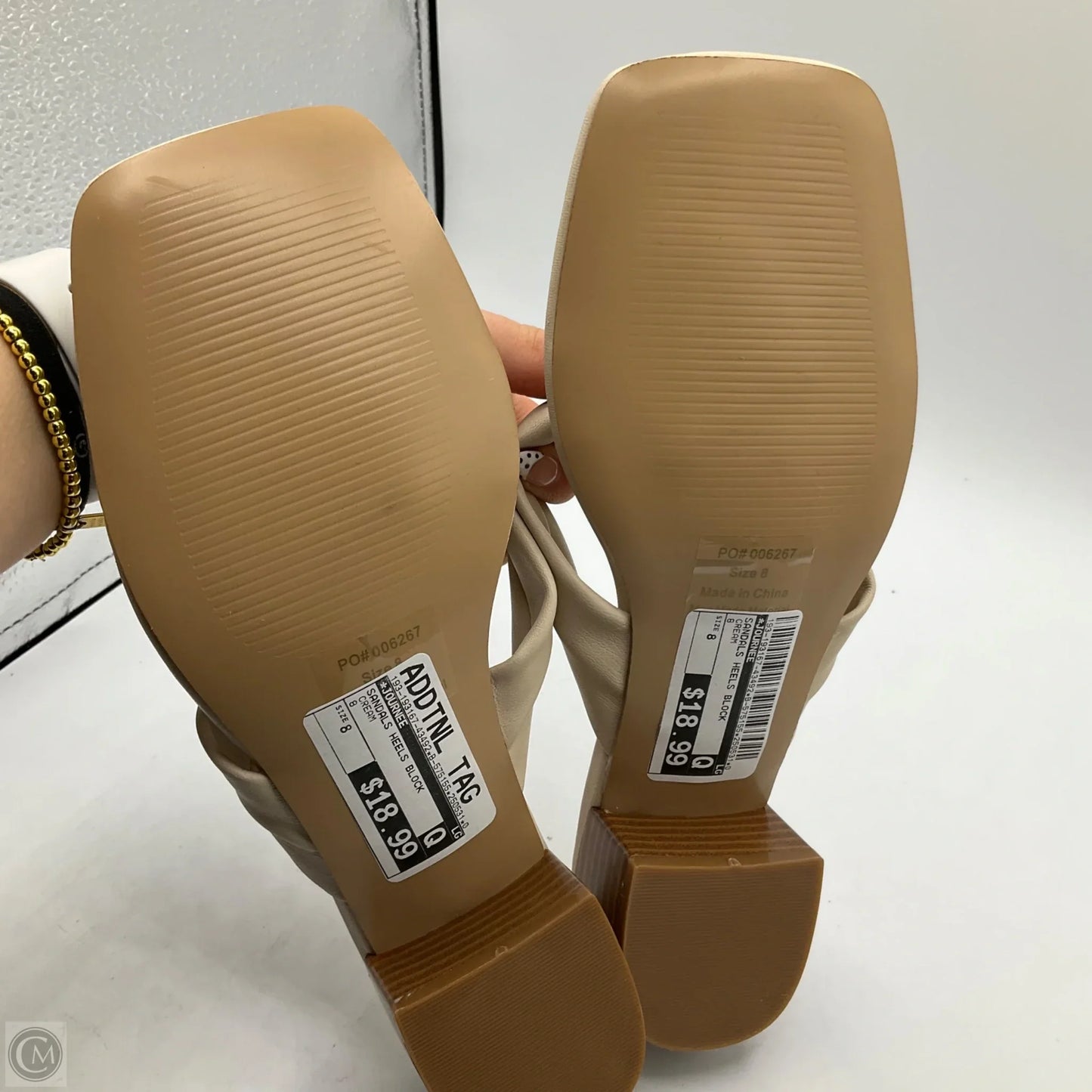 Sandals Heels Block By Journee In Cream, Size: 8