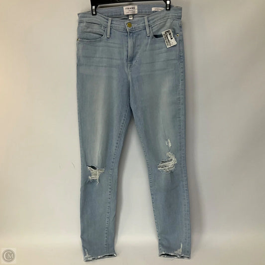Jeans Skinny By Frame In Blue Denim, Size: 8