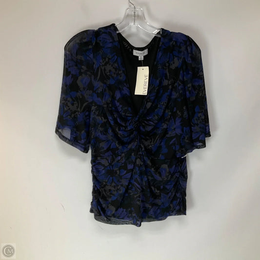 Top Short Sleeve By Evereve In Blue & Grey, Size: Xl