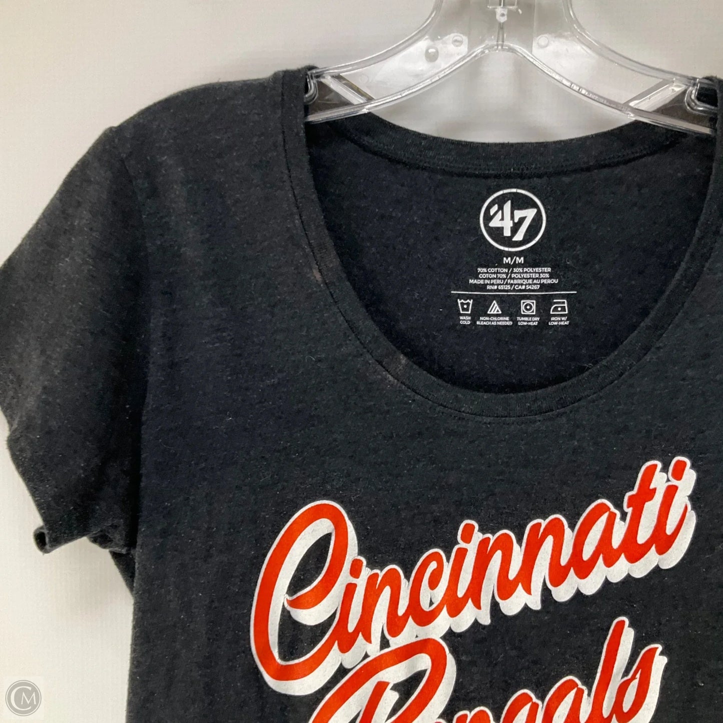 Athletic Top Short Sleeve By Cme In Grey & Orange, Size: M