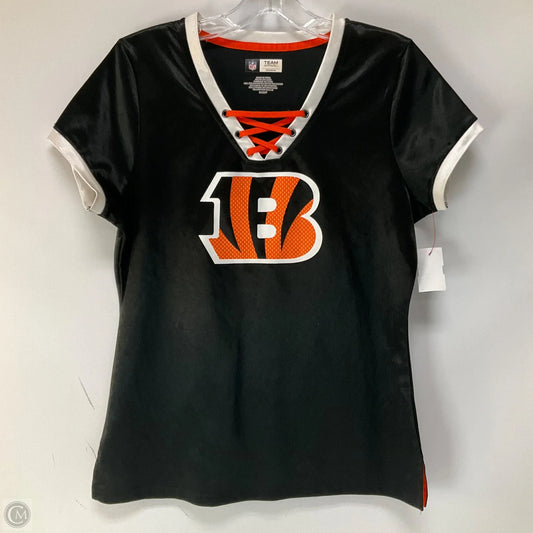 Athletic Top Short Sleeve By Nfl In Black & Orange, Size: S