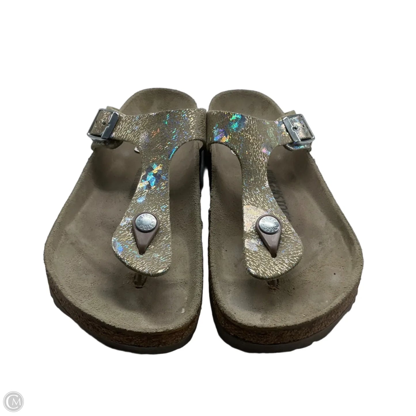 Sandals Flats By Birkenstock In Gold, Size: 6.5