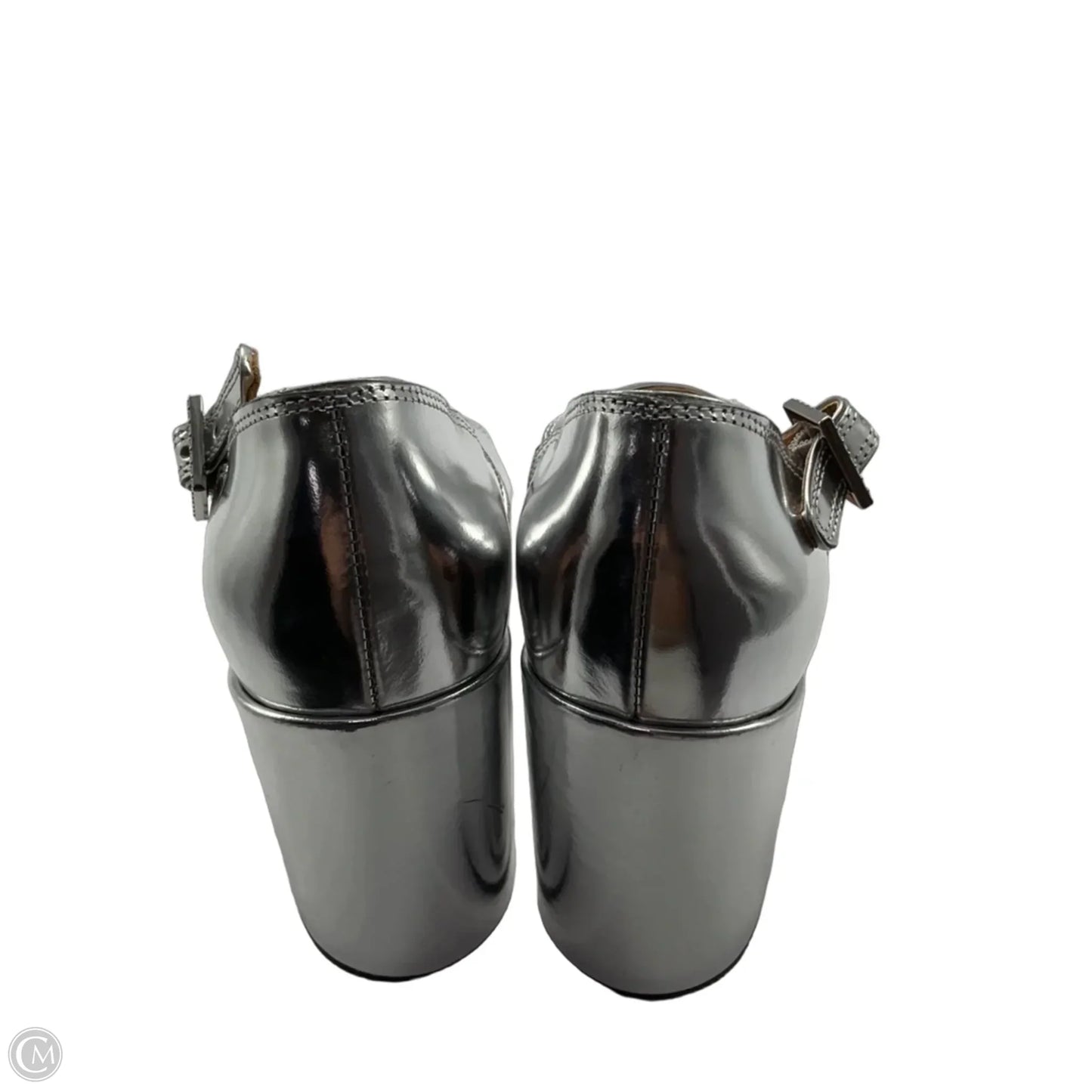 Shoes Luxury Designer By Marc Jacobs In Silver, Size: 5