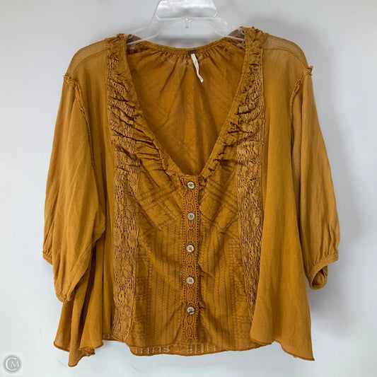 Top Short Sleeve By Free People In Yellow, Size: Xl