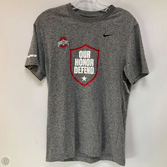 Athletic Top Short Sleeve By Nike Apparel In Grey & Red, Size: S