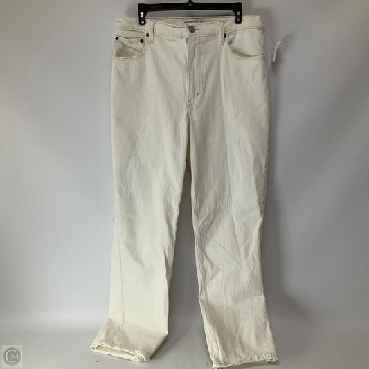 Jeans Straight By Abercrombie And Fitch In Cream Denim, Size: 12