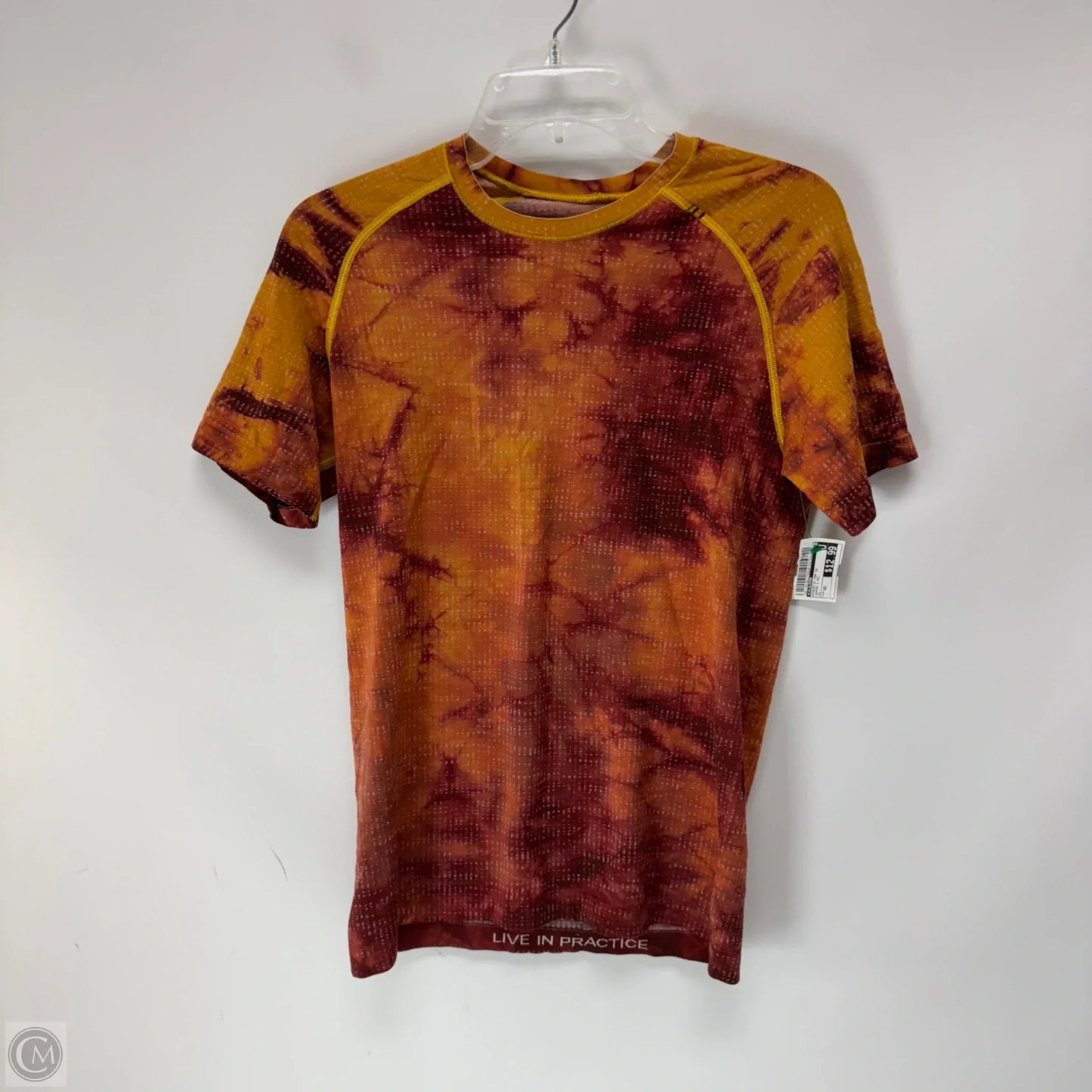 Athletic Top Short Sleeve By Lululemon In Orange & Red, Size: Xs