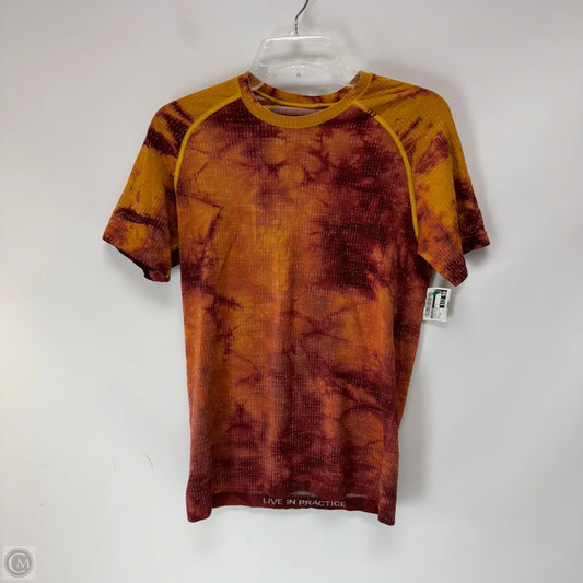 Athletic Top Short Sleeve By Lululemon In Orange & Red, Size: Xs