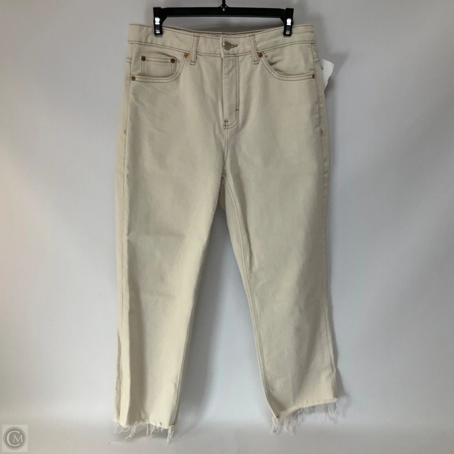 Jeans Straight By Top Shop In Cream Denim, Size: 10