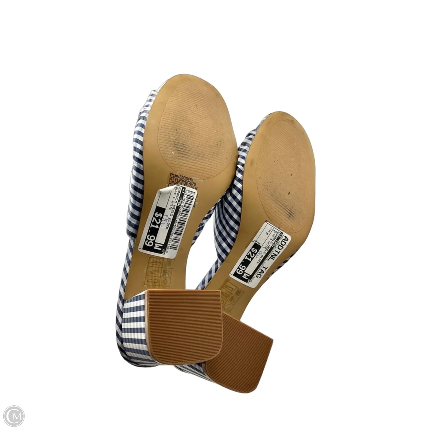 Sandals Heels Block By J. Crew In Blue & White, Size: 8