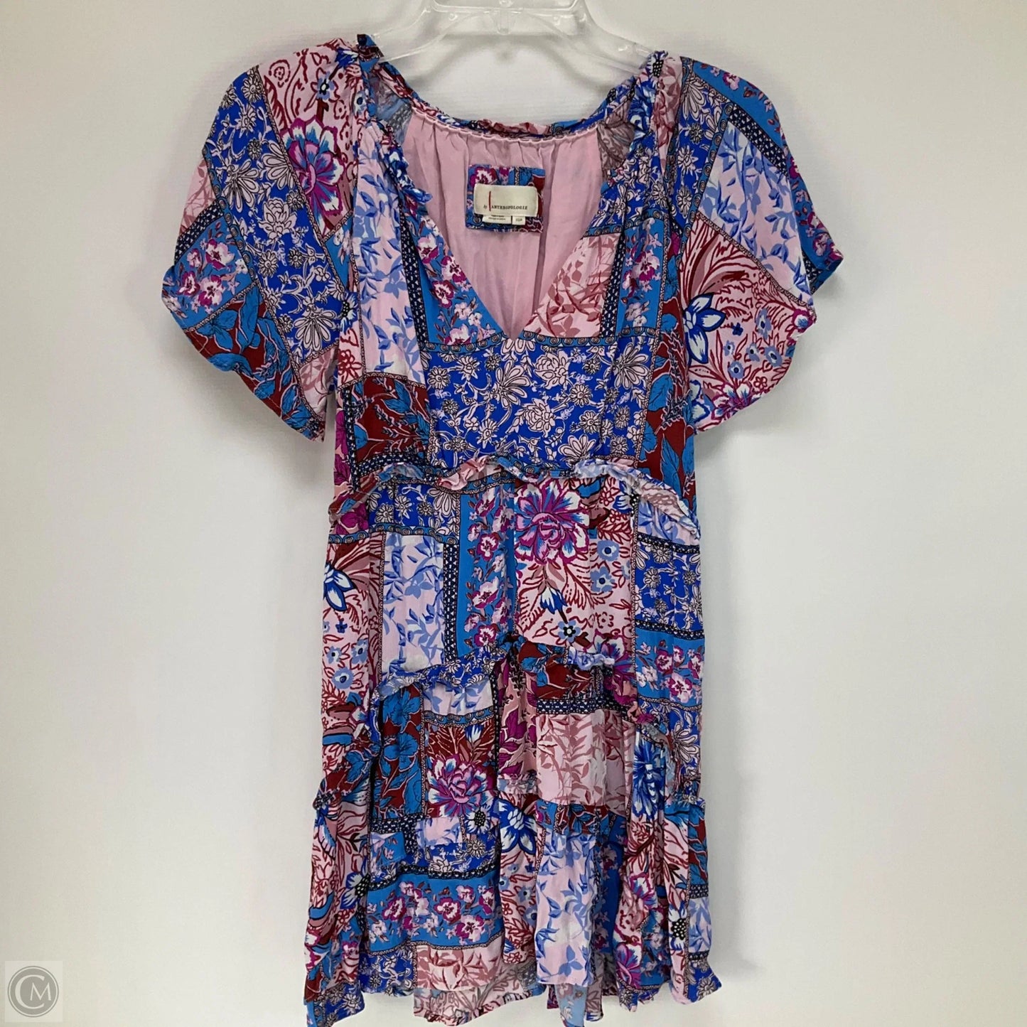 Dress Casual Short By Anthropologie In Blue & Pink, Size: Xsp
