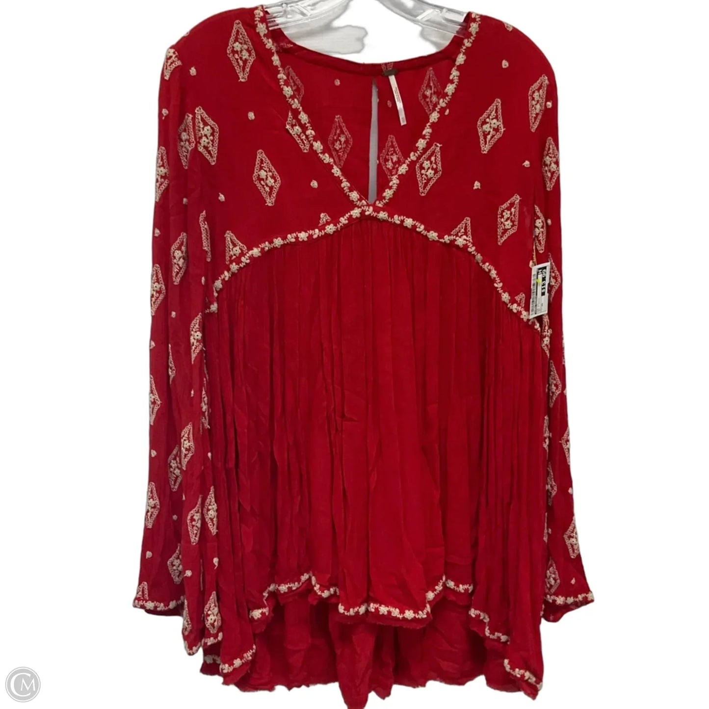 Top Long Sleeve By Free People In Red & White, Size: Xs